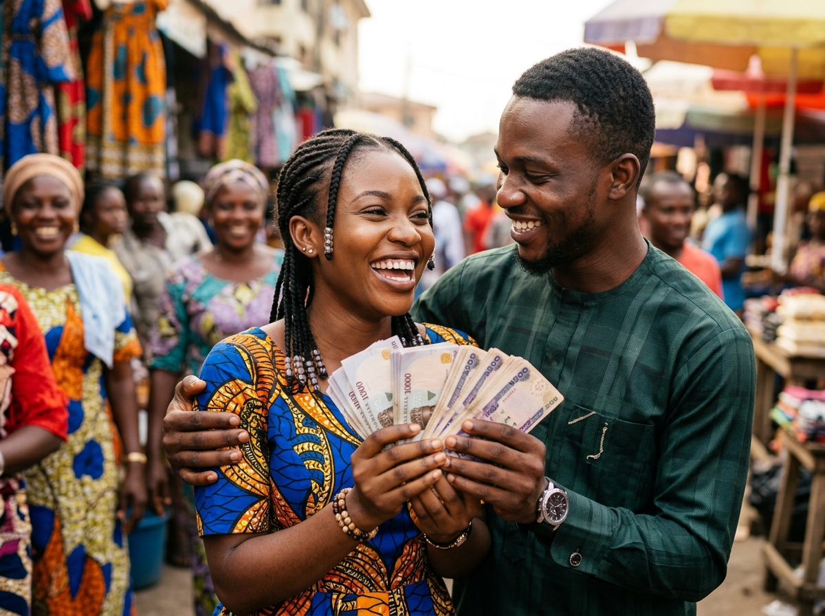 Nigerian Couple with Naira